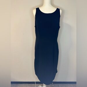 Vintage Oleg Cassini sleeveless sheath dress in Navy Blue Size 14